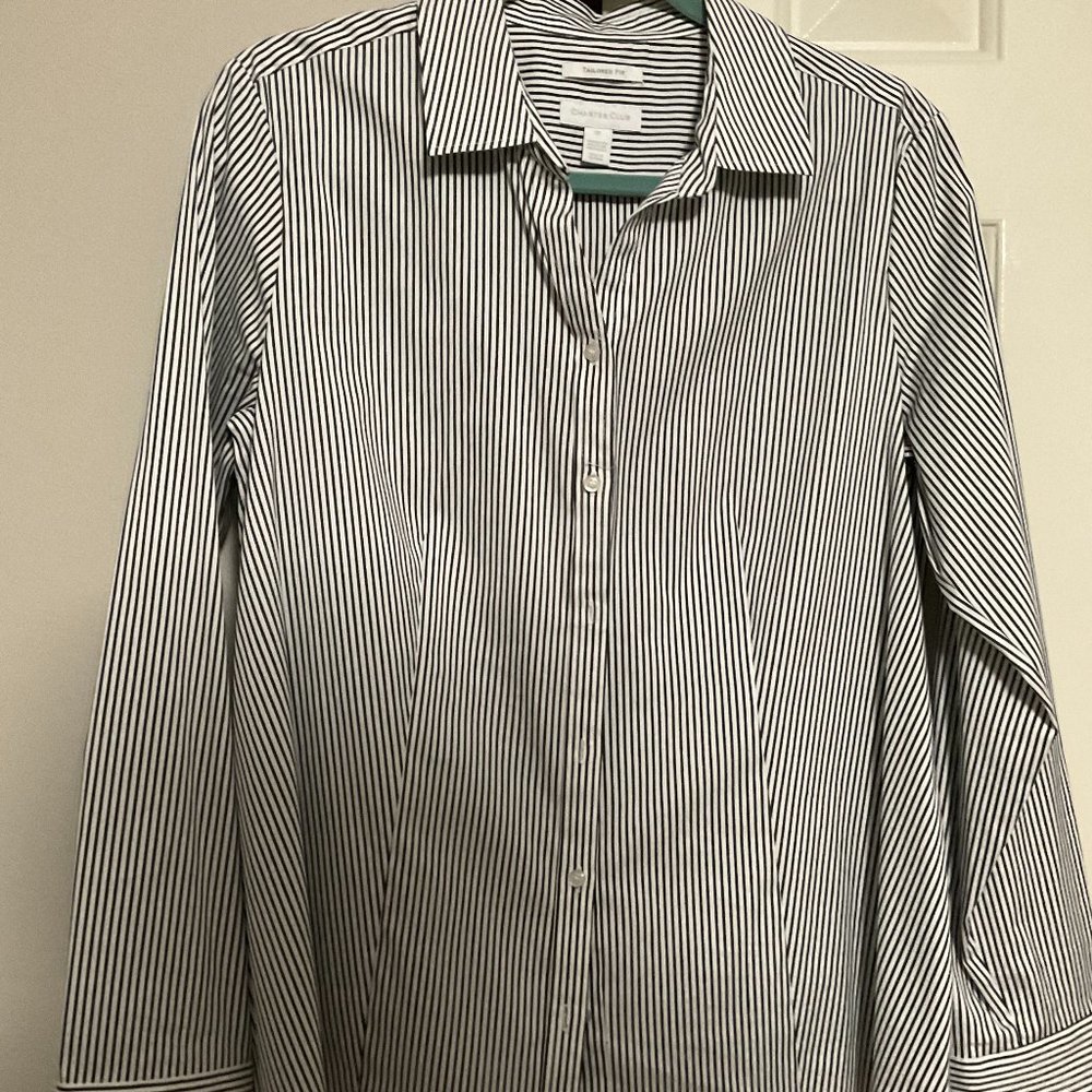 Charter Club Black and white stripped blouse